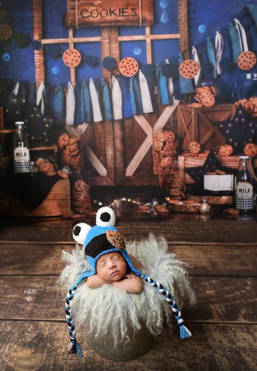 Avezano Blue Background And Cookies Scene Backdrop For Photography-AVEZANO